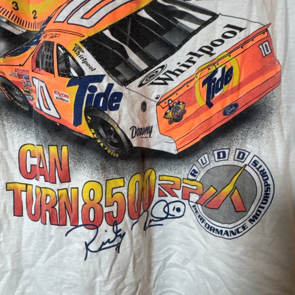 VTG 90s Autographed Ricky Rudd #10 Tide Racing Tee Mens XL NASCAR‎ * Read* - Picture 16 of 16